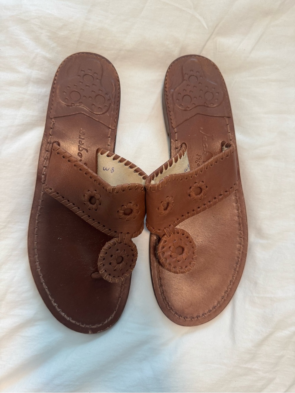 Jack Rogers Brown Leather Thong Sandals